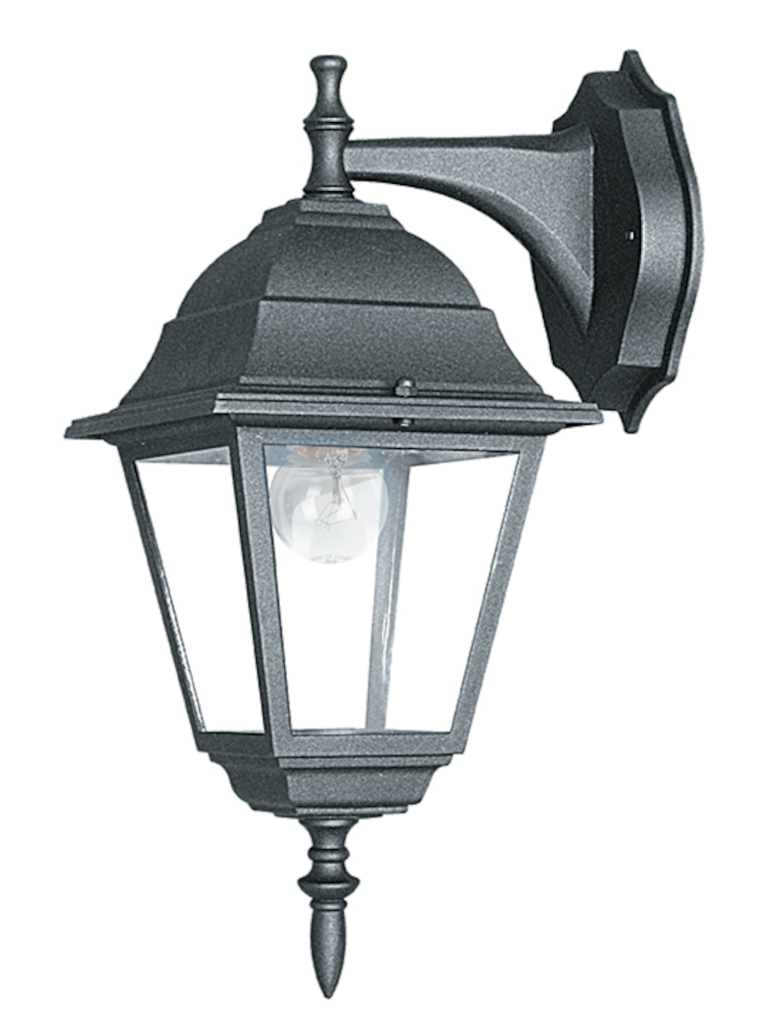 ROMA outdoor downlight wall light in black aluminum and glass - Intec