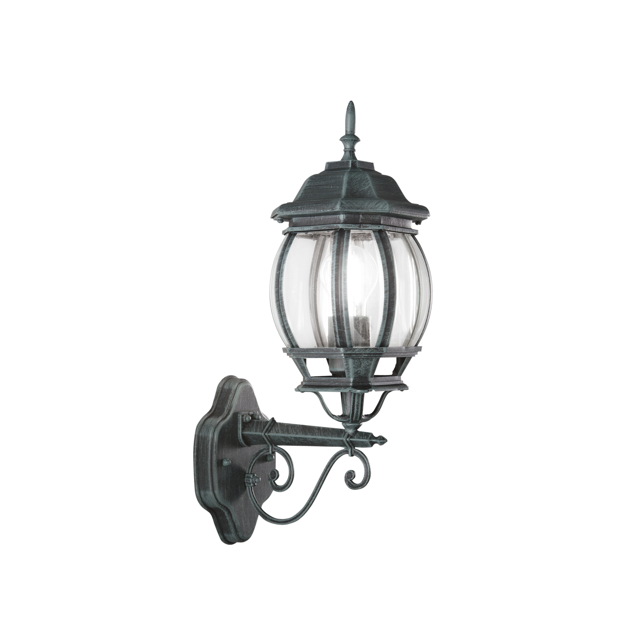 SANTIAGO outdoor lantern antique black with glass diffuser facing upward - Intec