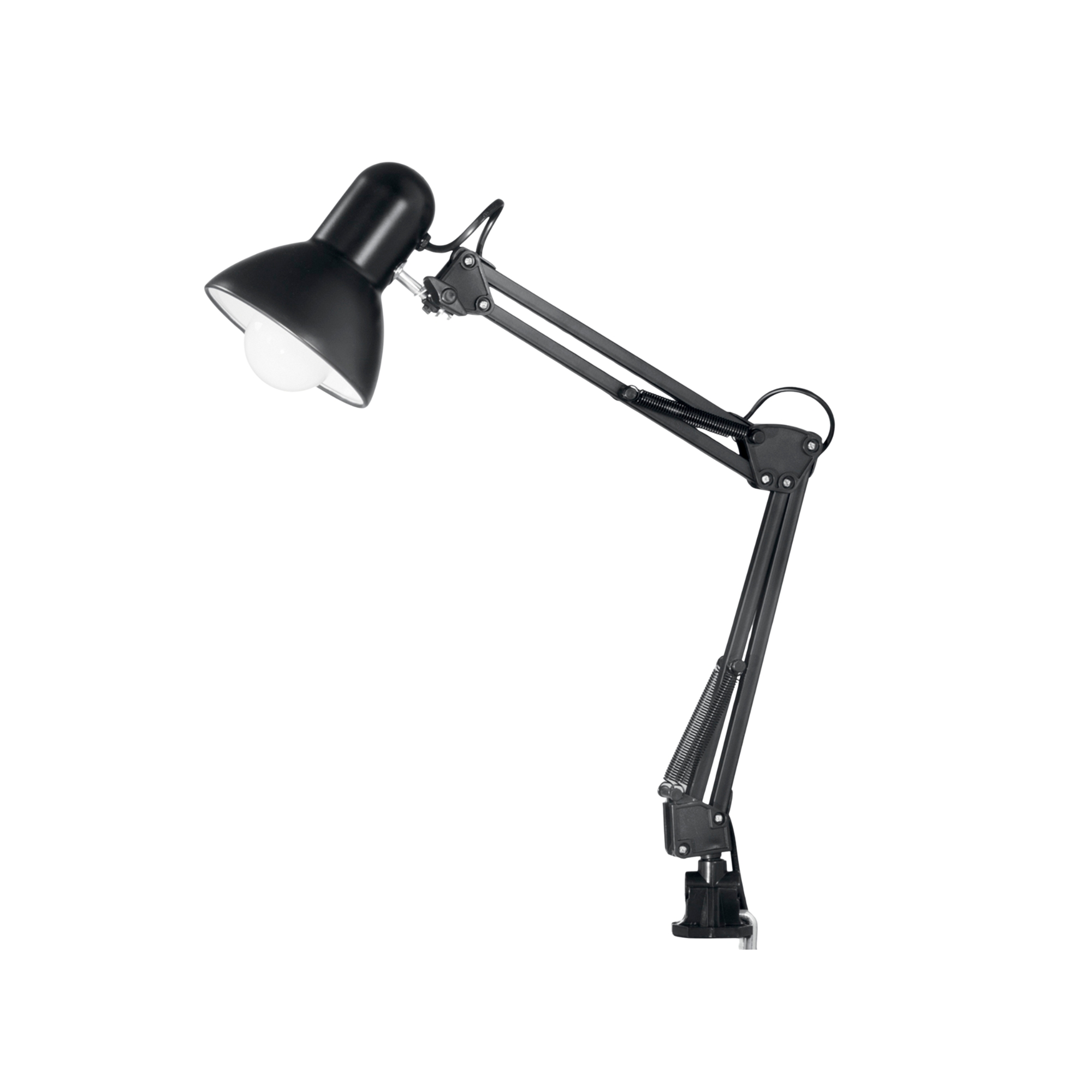 LAMPADA DA LETTURA ARCHITETTO NERA CON BASE DI APPOGGIO/FISSAGGIO AL TAVOLO 1XE27 42X15X60CM - Luce Ambiente e Design