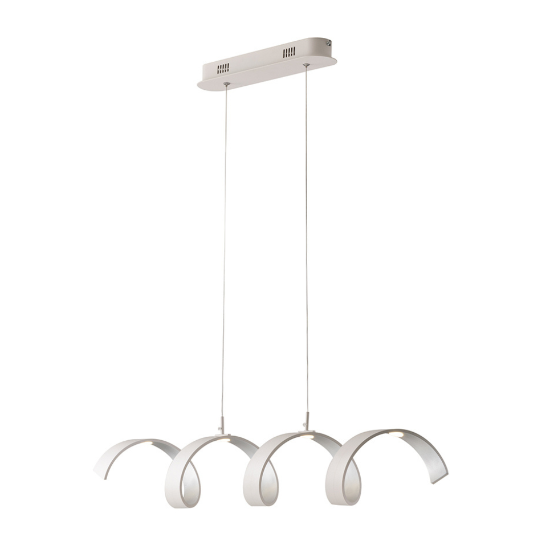 SOSPENSIONE LED HELIX BIANCA E ARGENTO 20W 1680LM 3000K 80X13,5X120CM - Luce Ambiente e Design