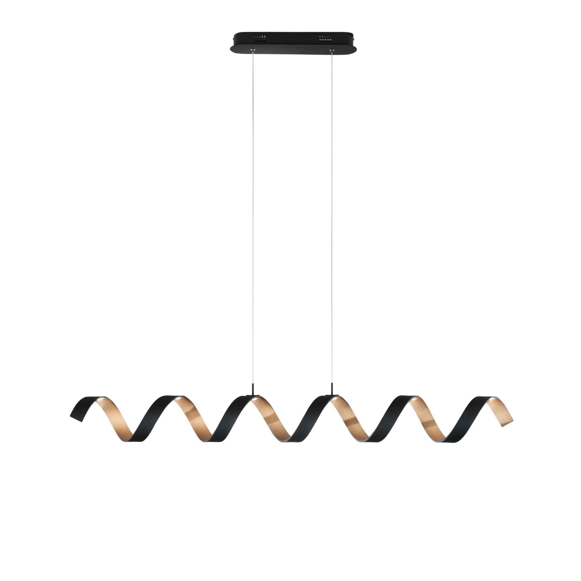 SOSPENSIONE LED HELIX NERA E ORO 30W 2520LM 3000K 125X13,5X120CM - Luce Ambiente e Design