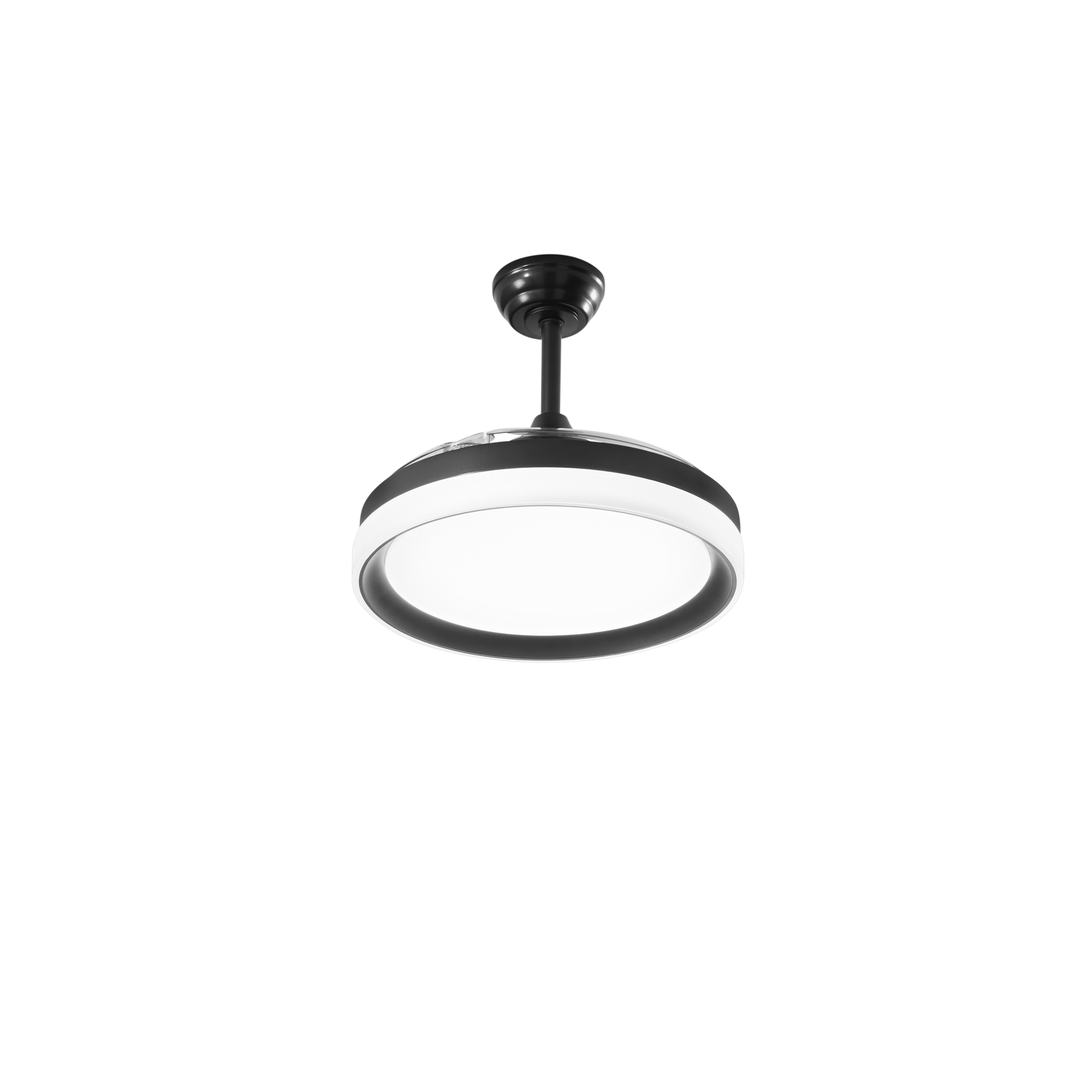 PLAFONIERA LED VENTILATORE ALBATROS PALE RETRATTILI NERO 36W 4668LM CCT 106,6X50CM - Intec