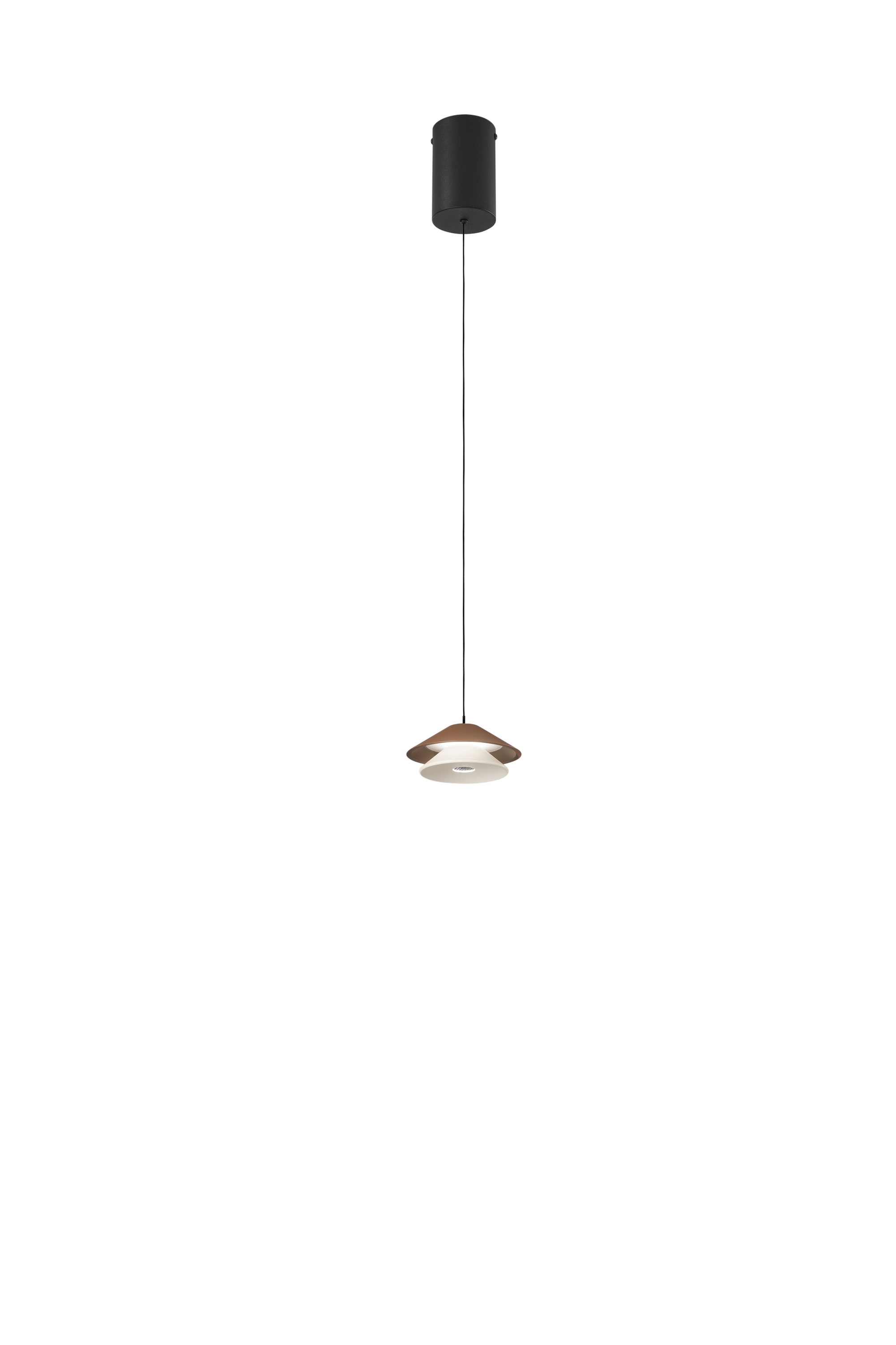 SOSPENSIONE LED ATREO MARRONE+BEIGE IN METALLO E ALLUMINIO 5W 3000K D13X200CM - Luce Ambiente e Design