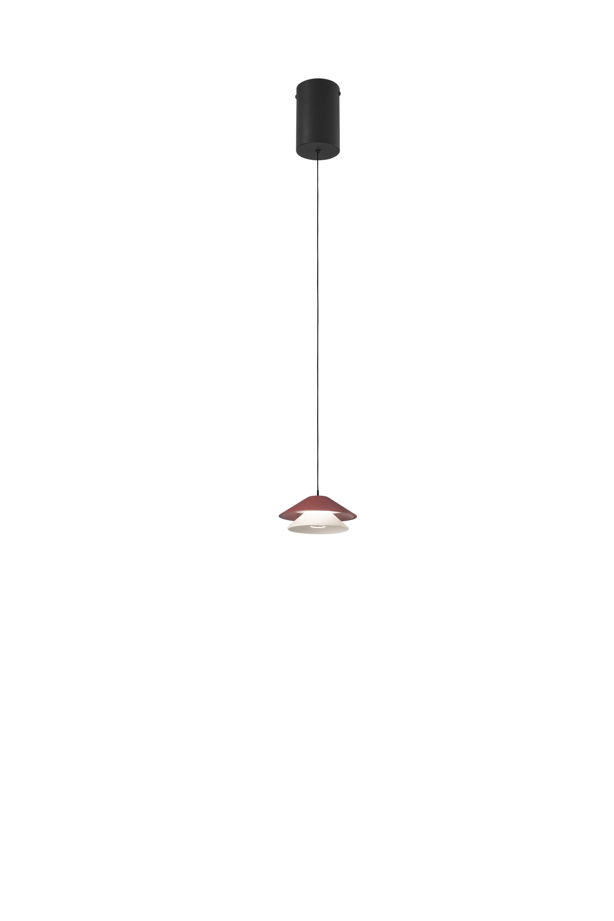 SOSPENSIONE LED ATREO ROSSO+BEIGE IN METALLO E ALLUMINIO 5W 3000K D13X200CM - Luce Ambiente e Design