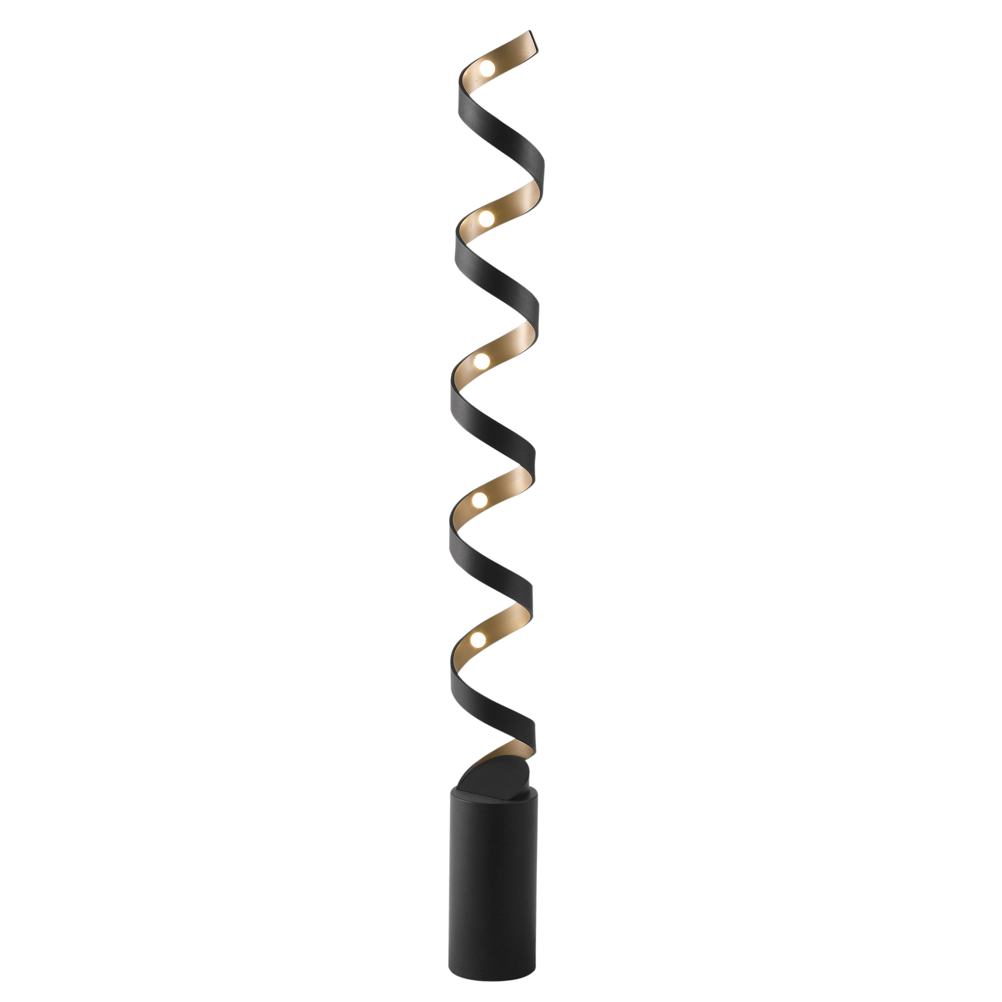 HELIX LED floor lamp in black and gold aluminium 3000K (warm light) - Luce Ambiente e Design