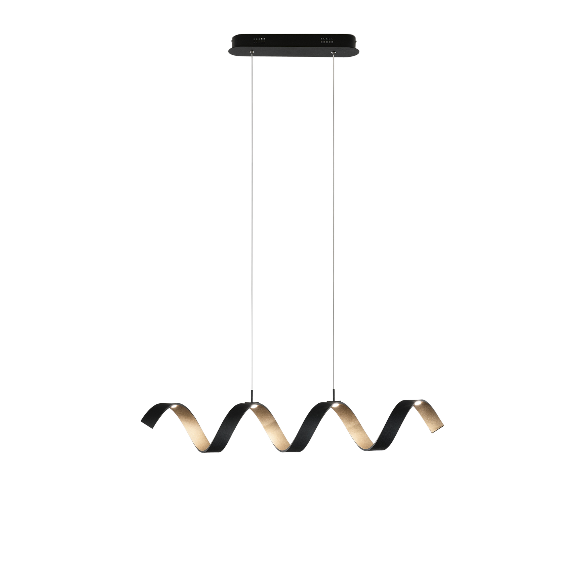 SOSPENSIONE LED HELIX NERA E ORO 20W 1680LM 3000K 80X13,5X120CM - Luce Ambiente e Design