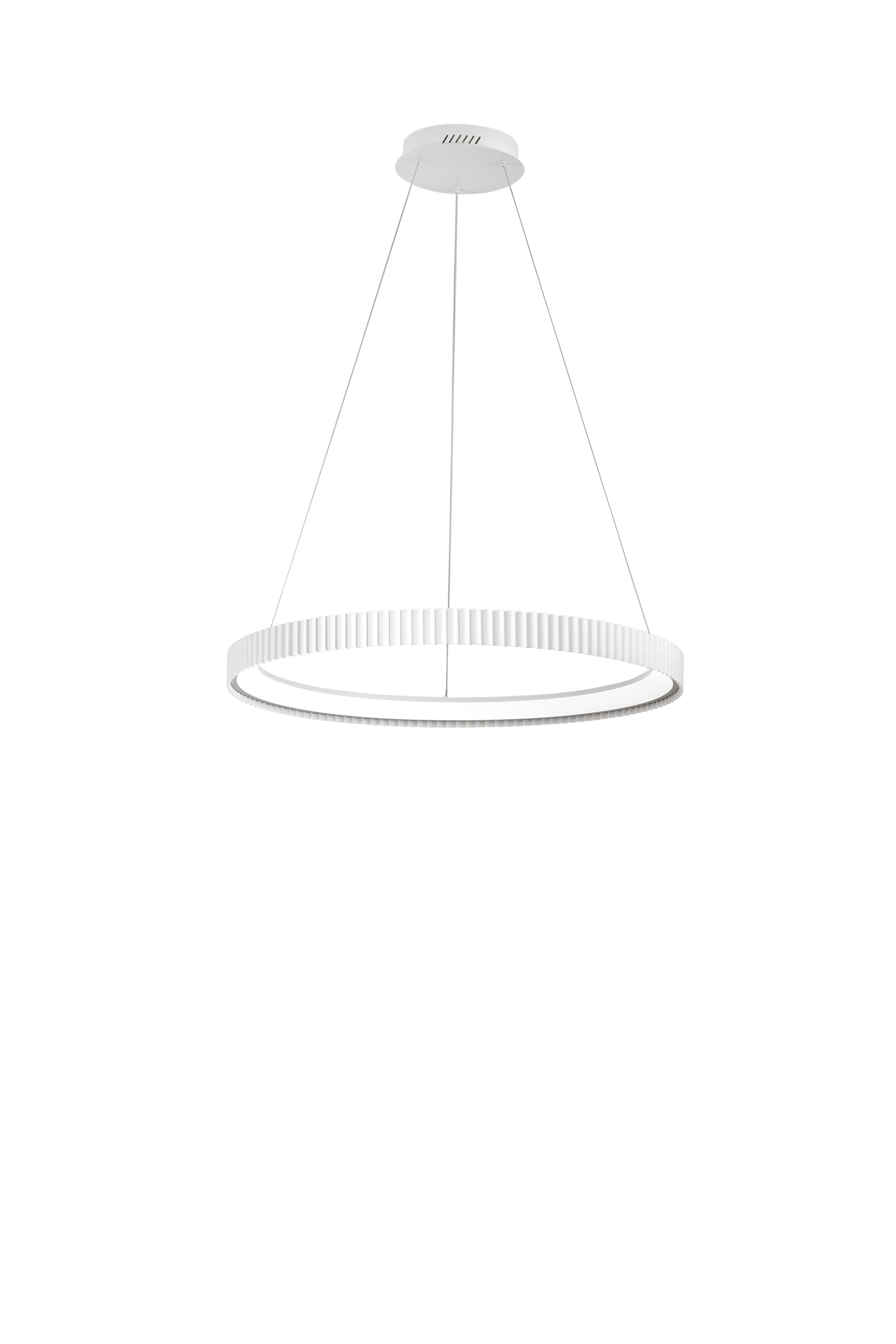 SOSPENSIONE LED NIKE BIANCA IN METALLO 58W 8470LM DIP-CCT 2700K/3200K/4000K D69,5XH150CM - Luce Ambiente e Design