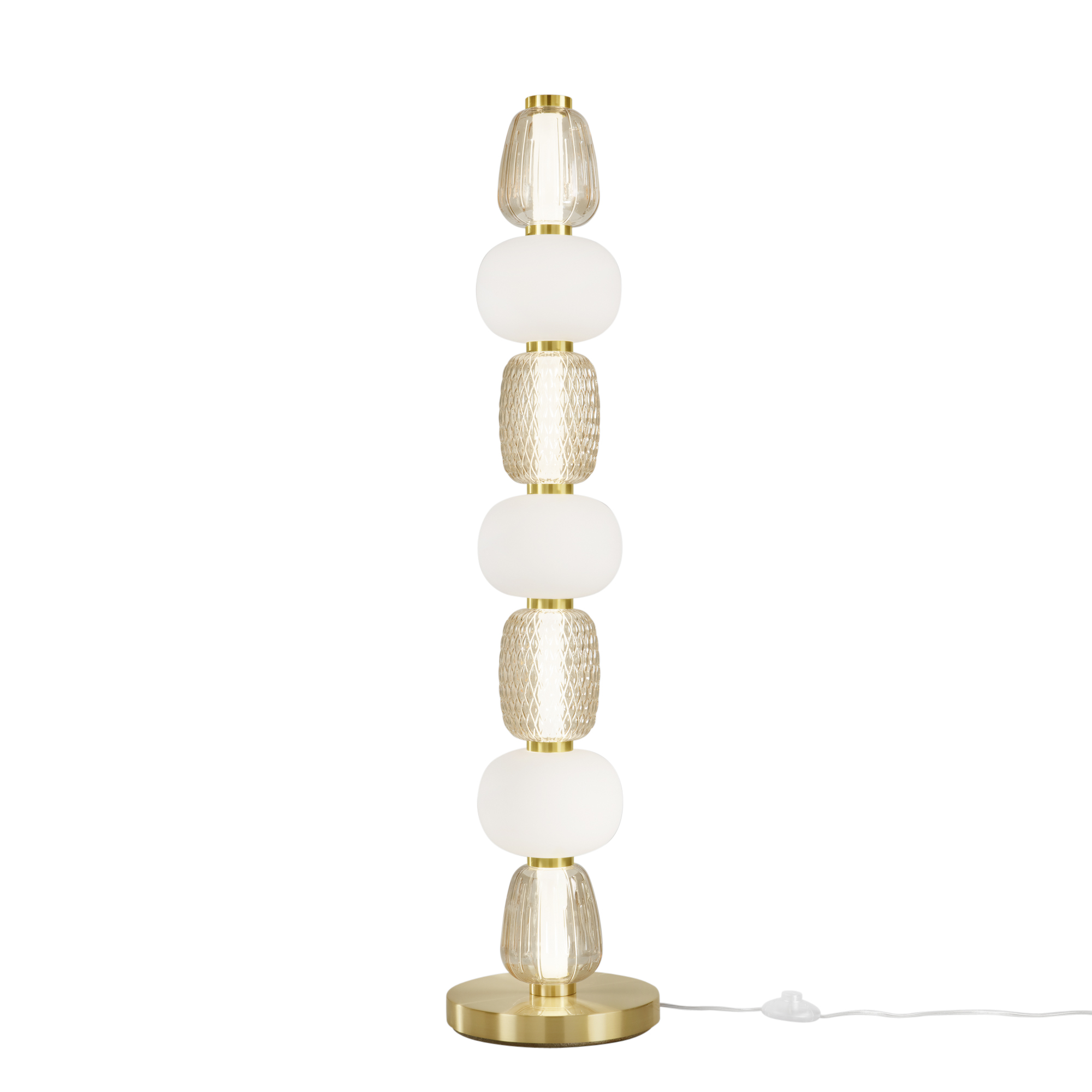 TOTEM LED floor lamp in gold metal with 4 white and amber diffusers 4000K - Luce Ambiente e Design