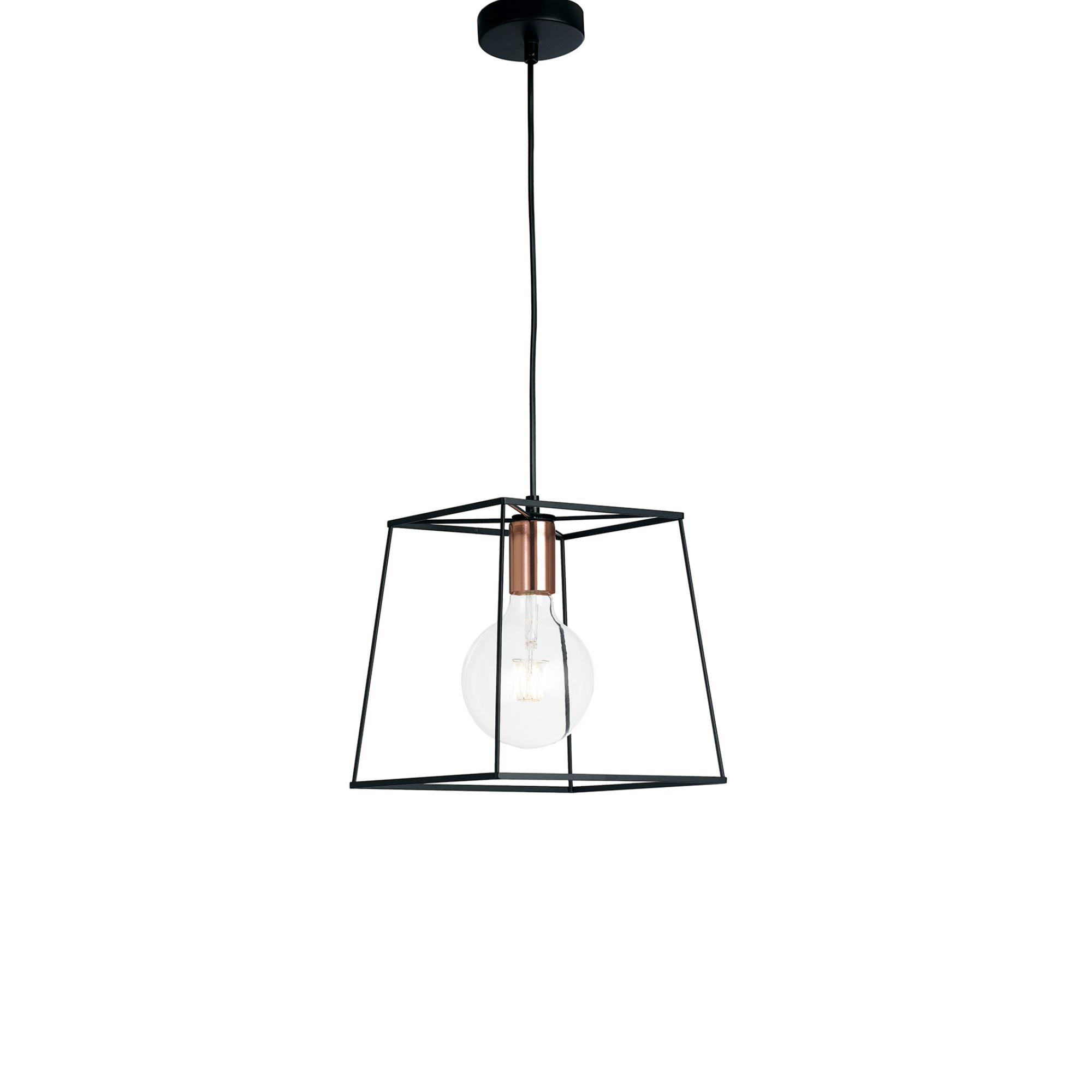 SOSPENSIONE HARLEM NERA/RAME 1XE27 25 25X125CM - Luce Ambiente e Design