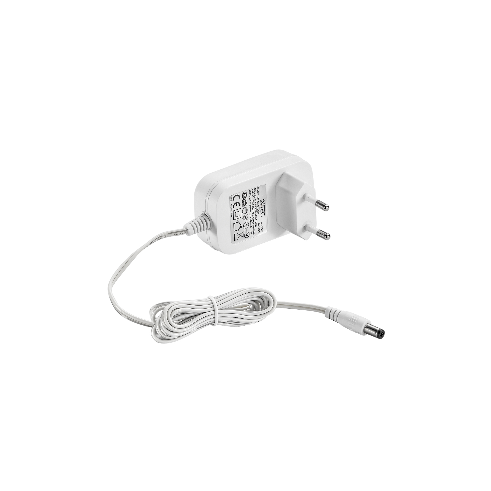 ADATTATORE TENSIONE COSTANTE 12W 12V OUTPUT 12V 1A INPUT 110-240V 0,5A 3,8X6,7X4,2CM CAVO 150CM - Intec