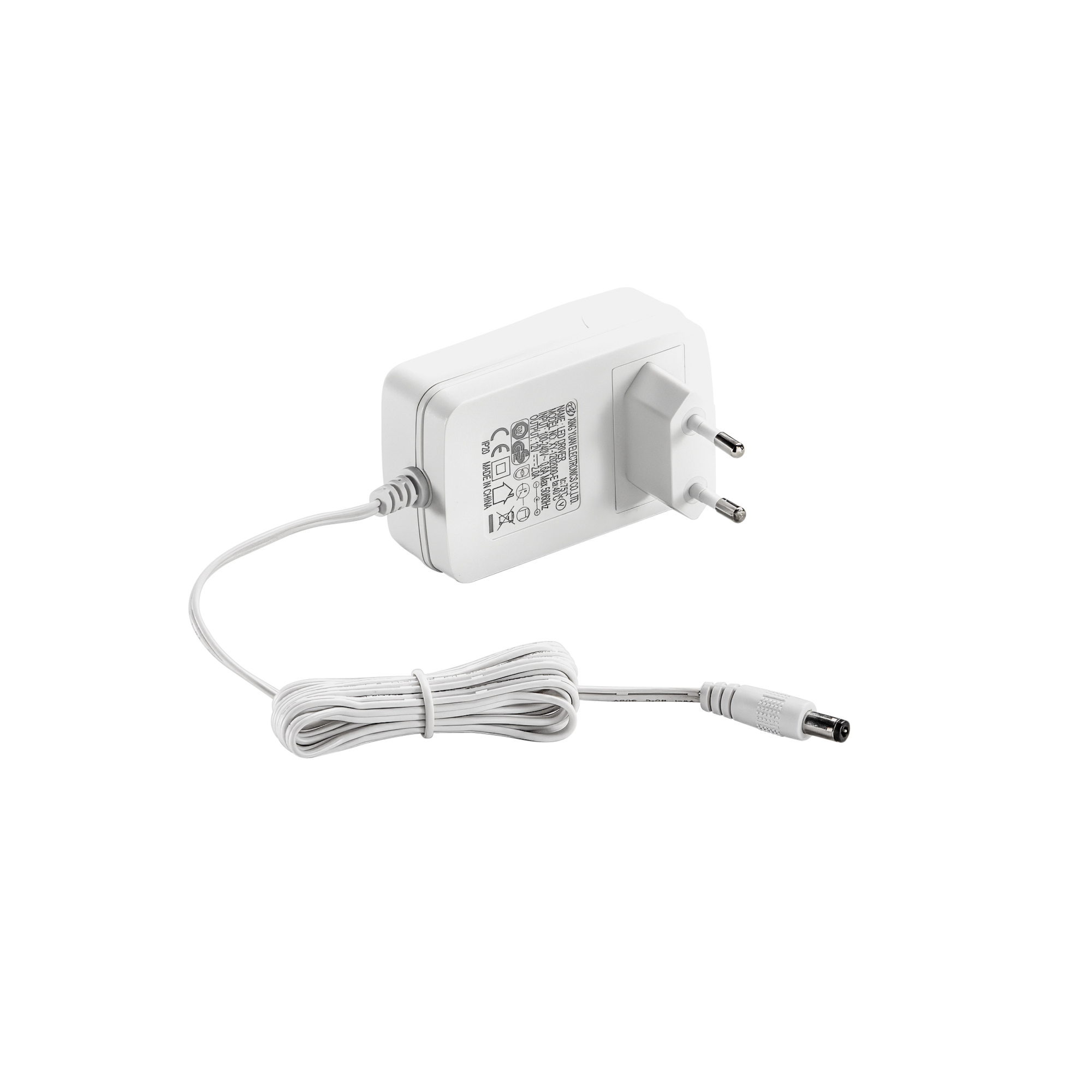ADATTATORE TENSIONE COSTANTE 24W 12V OUTPUT 12V 2A INPUT 110-240V 0,6A 3,8X8X5CM CAVO 150CM - Intec