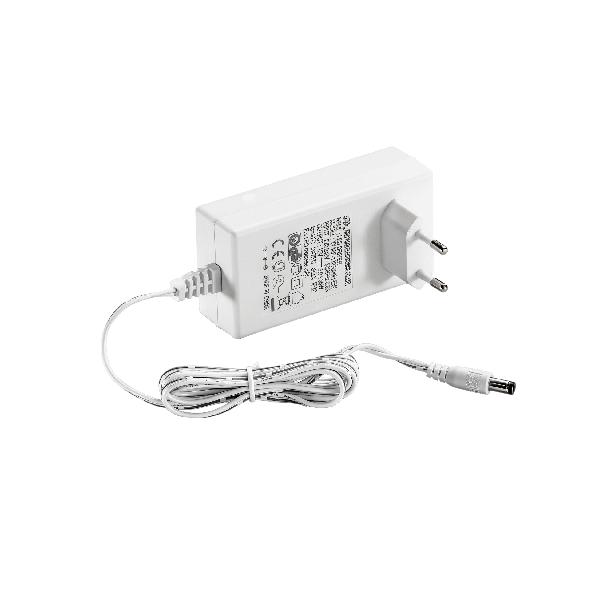 ADATTATORE TENSIONE COSTANTE 36W 12V OUTPUT 12V 3A INPUT 110-240V 0,6A 3,5X10X5CM CAVO 150CM - Intec