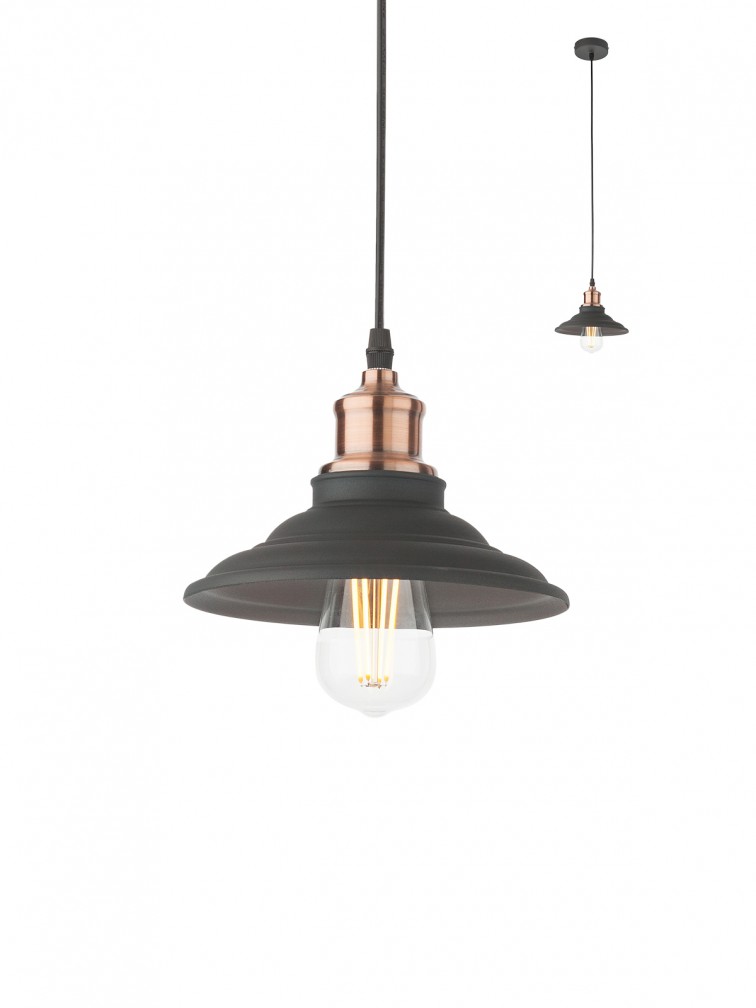 SPINNER Sosp Nero/Rame antico E27 IP20 - 230V, 50Hz - SMARTER