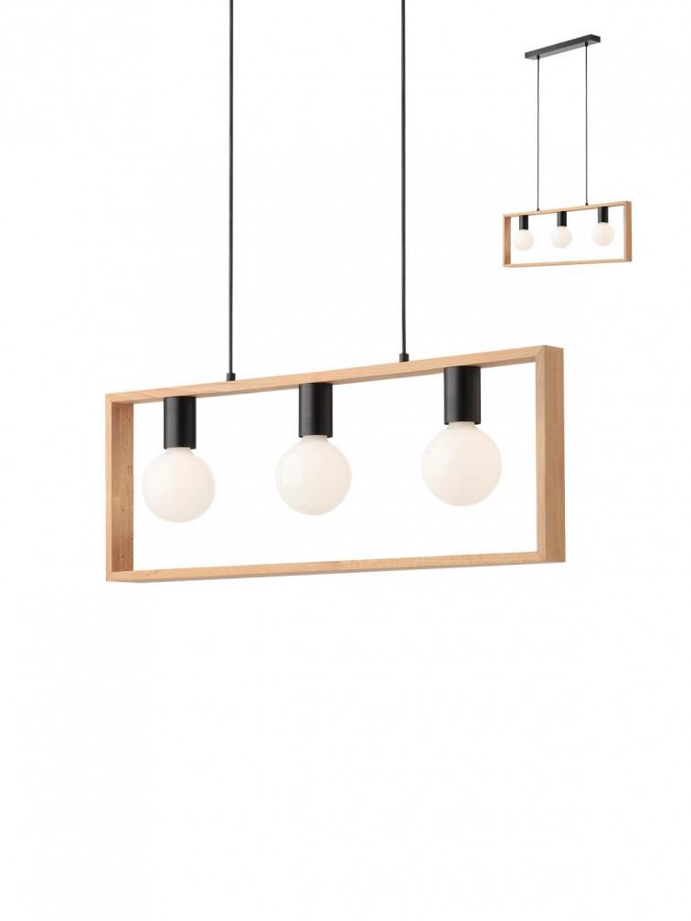 TIMBER Sosp Nero/Legno E27 IP20 - 230V, 50Hz - SMARTER