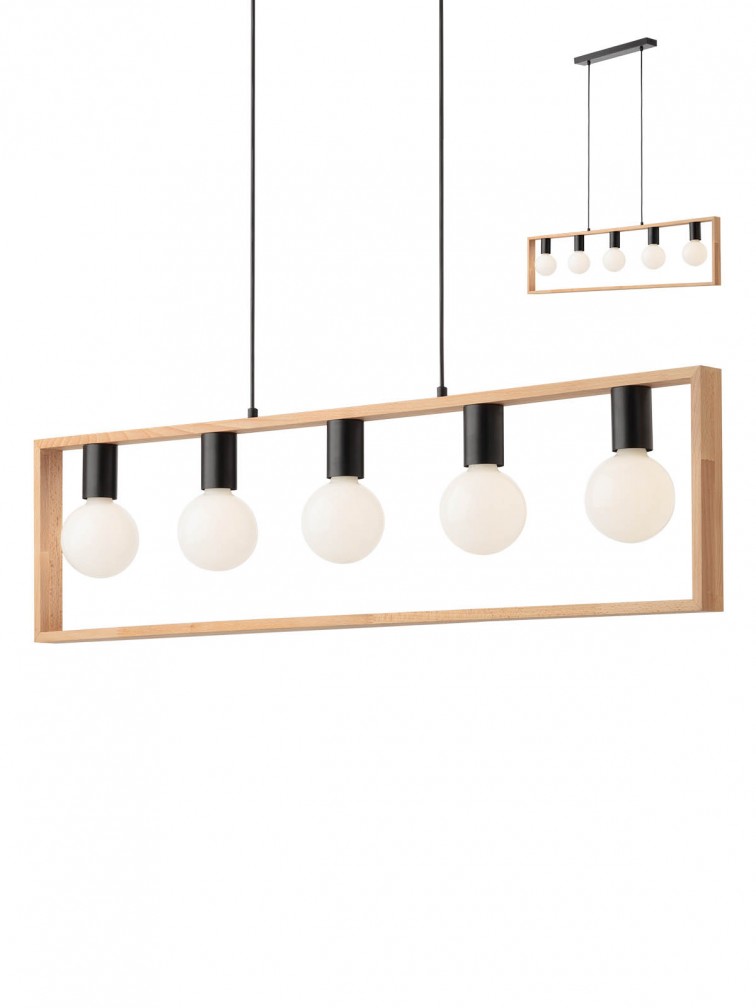 TIMBER Sosp Nero/Legno E27 IP20 - 230V, 50Hz - SMARTER